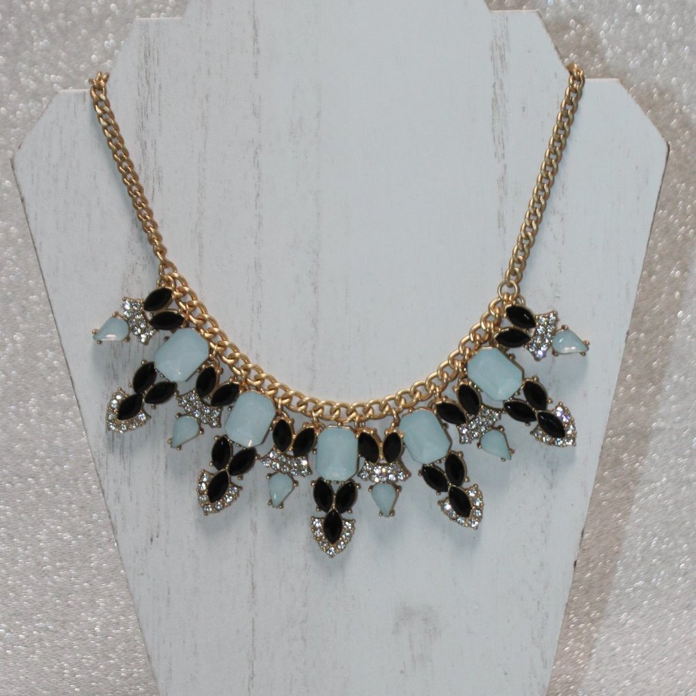 Talbots Black and Moonstone Color Statement Necklace